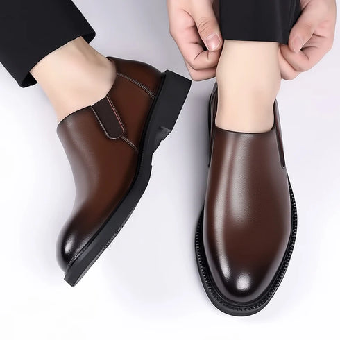 Stylish Men's Oxford Dress Shoes for Business, Weddings, and Office Wear - Elegant Genuine Leather Slip-On Loafers for Casual Occasions