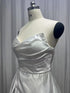 Customized Plus Size A Line Satin Strapless Wedding Dress Gowns