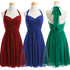 Bridesmaid Dress A Line Chiffon Knee Length Sweetheart Halter Zipper Back Dresses