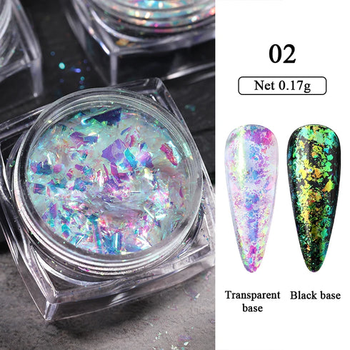 Sparkly Chameleon Nail Glitter Flakes - Irregular Gradient Sequins Powder for Gel Polish Nail Manicure Decoration and DIY Charms