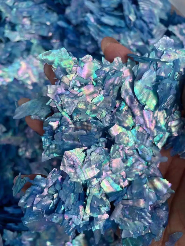 Irregular Holographic Nail Glitter Flakes - 5g Natural Abalone Shell Slices for Stunning Nail Art Decoration and 3D Charm Accents