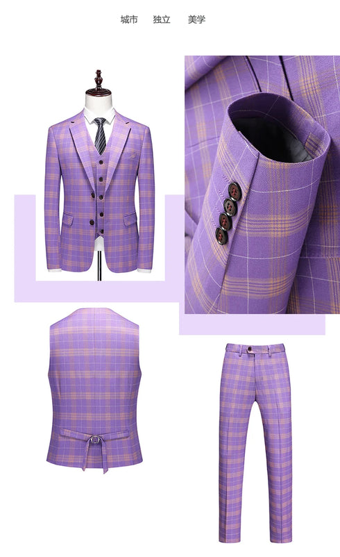 Men's Casual Three-Piece Suit Set for Fashion Business and Weddings