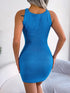 Women Casual Sleeveless Knitted Bodycon Dress with Buttons