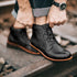 Retro Handmade Leather Ankle Boots for Men - Chunky Motorcycle Style