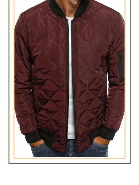 Lightweight Cotton Jacket for Men - Vintage Style Baseball Collar Outerwear with Long Sleeves, Perfect for Autumn and Winter Casual Wear