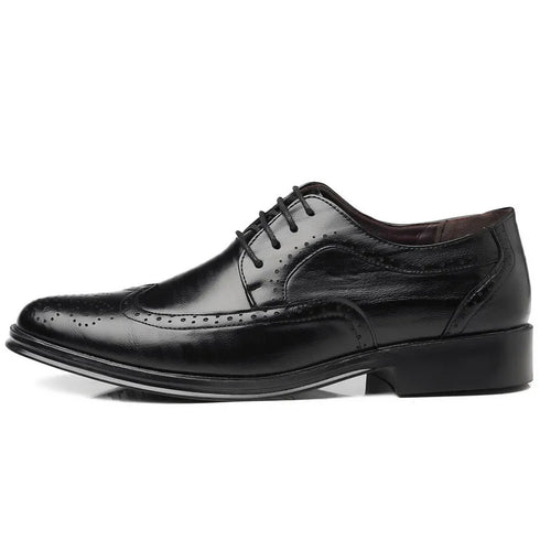 Elegant Handcrafted Oxford Brogue Dress Shoes for Men - Genuine Calfskin Leather, Classic Business Formal Style, Perfect for Office and Career Occasions