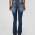Womens Jeans Mid Waisted Straight Leg Bootcut Denim Trousers