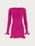 Women's Knit Mini Dress Ruffled Autumn High Waist Elegant Slim Party Dress Patchwork Knitwear