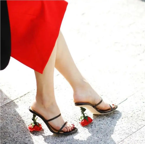 Elegant Floral Open Toe Sandals for Women - Party Ready High Heels