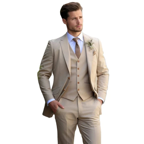 Champagne Bespoke Tuxedo Suit Set for Men | Formal Wedding Groom Wear Party Outfit