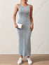 Solid Backless Tank Dress for Women - Summer Sleeveless Knitted Midi Dress