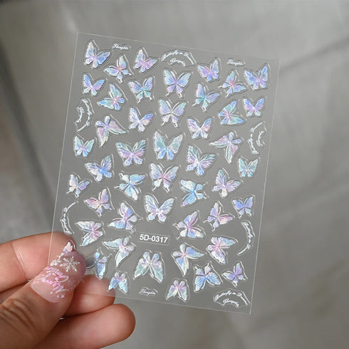 Adorable Pink Christmas Nail Art Stickers with Shiny Shells, Cute Snowflakes, Stars, and Wreaths - 5D Embossed Nail Decorations for Festive Nail Designs