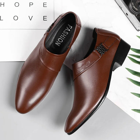 Men PU Leather Formal Dress Shoes for Office Work and Parties