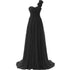Chiffon Off-Shoulder A-Line Dress With Floral Pleats Floor-Length Corset Back Bridesmaid Dress