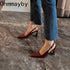 Elegant Pointed Toe Women Sandals Square Heel Strappy
