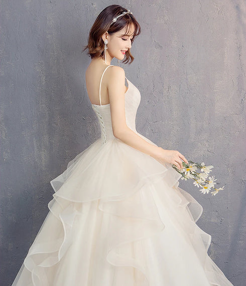 Custom Wedding Dress Lace Up Back Floor Length Gown Built In Bra Floral Print Draped Organza Plus Size Bridal Gown