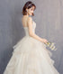 Custom Wedding Dress Lace Up Back Floor Length Gown Built In Bra Floral Print Draped Organza Plus Size Bridal Gown