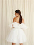White Mini Wedding Dress For Bride Plus Size A Line Off Shoulder Ruffle Gowns