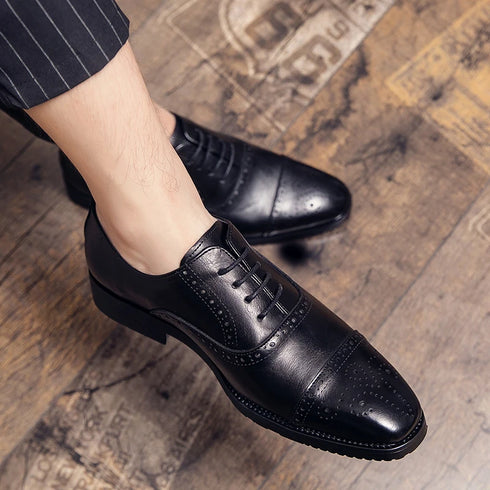 Luxury Handmade Men's Brogue Oxfords - Big Size 47 Leather Dress Shoes for Weddings, Parties, and Business Casual Occasions