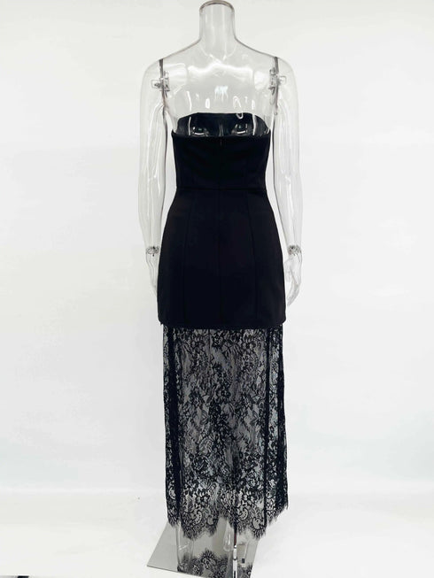 Lace Long Skirt Set with Sexy Sheath Vest Top for Evening Parties