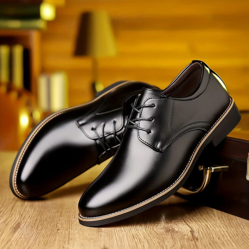 Large Size Leather Business Dress Shoes for Men Soft Sole Derby Style Wedding Footwear