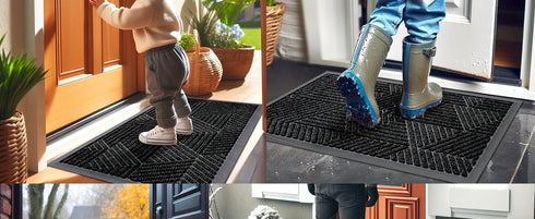 Absorbent Low Profile Entryway Rug Non-Slip Washable Welcome Mat for Heavy Duty Use