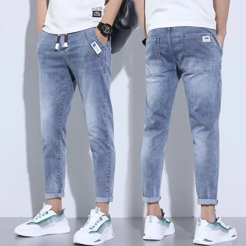 Korean Street Luxury Work Pants Men's Jogger Jeans Denim Wear