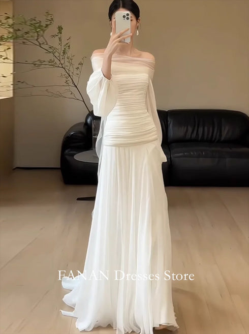 FANAN Off-Shoulder Mermaid Backless Wedding Dresses Plus Size