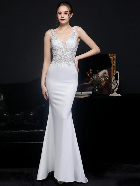 Sexy Elegant Luxury Wedding Evening Long Dresses for Women Rhinestone Prom Party Dresses Summer Dress