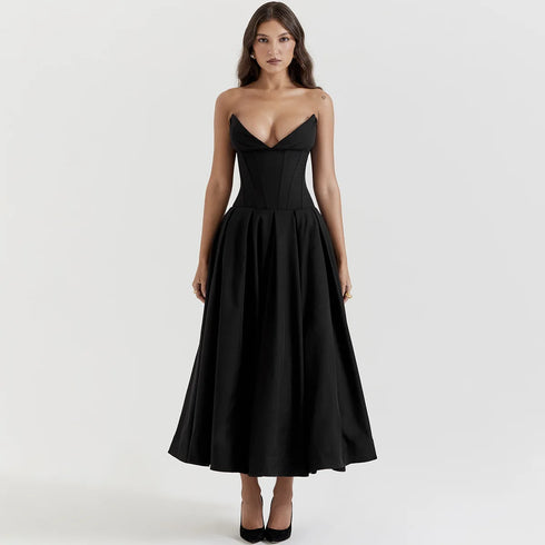 Suninheart Summer Strapless Fit and Flare Party Dress
