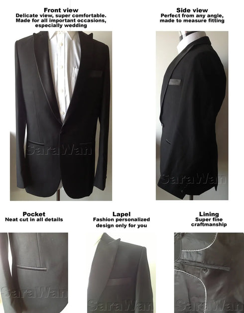 Gorgeous Slim Dark Blue Wedding Suits For Men Tailor-Made Suits