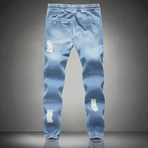 Stylish Men's Slim Fit Ripped Denim Ankle Length Casual Jeans