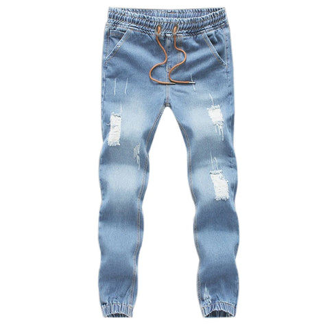 Stylish Men's Slim Fit Ripped Denim Ankle Length Casual Jeans