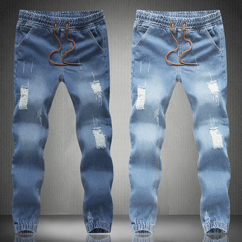 Stylish Men's Slim Fit Ripped Denim Ankle Length Casual Jeans