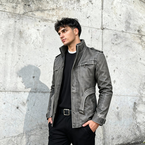 Fleece-lined Faux-Leather Jacket — Warm, Slim & Winter-Ready