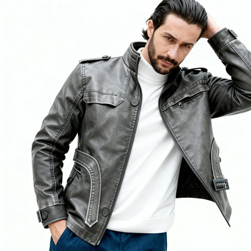 Fleece-lined Faux-Leather Jacket — Warm, Slim & Winter-Ready