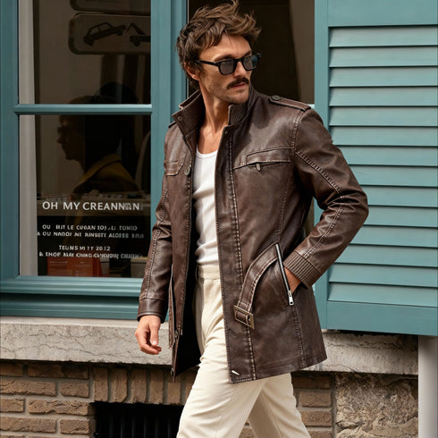 Fleece-lined Faux-Leather Jacket — Warm, Slim & Winter-Ready