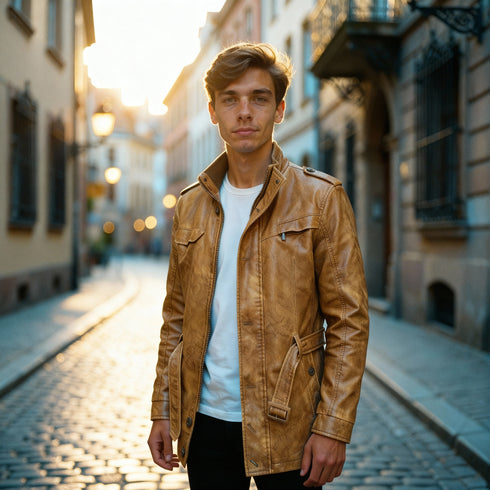 Fleece-lined Faux-Leather Jacket — Warm, Slim & Winter-Ready